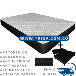 Combo Dakari: Colchón Resortado + Base + Cabecero 120x190cm