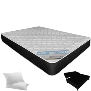 Base cama + Colchón O. Darling + 2 Almohadas 140x190cm