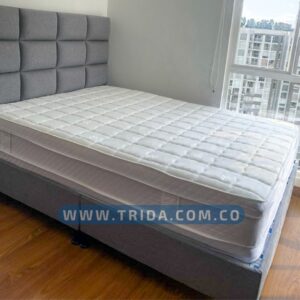 Combo - Colchón Ortopédico Doble Pillow Resortado + Base + Cabecero 140x190cm