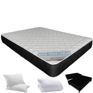 Base cama + Colchón O. Darling + 2 Almohadas + Protector 140x190cm