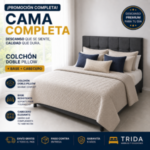 120x190 Promoción Especial: Colchón Ortopédico Doble Pillow con Base y Cabecero