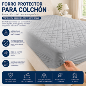Forro Antifluido para Colchón Protección y Cuidado 100cmx190cm